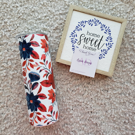 Blue And Red Floral